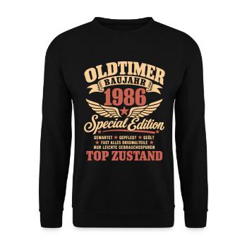 40. Geburtstag Mann Frau 40 Jahre Deko 1986 - Unisex Pullover - Schwarz - Vorne - Alina (178cm) & Michal (187cm)