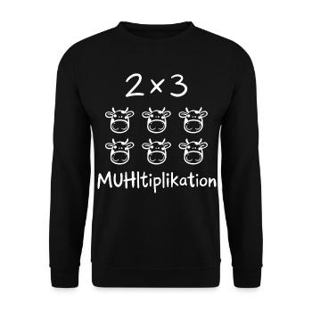 MUHltiplikation Kuh Mathe Lehrer Humor - Unisex Pullover - Schwarz - Vorne - Alina (178cm) & Michal (187cm)