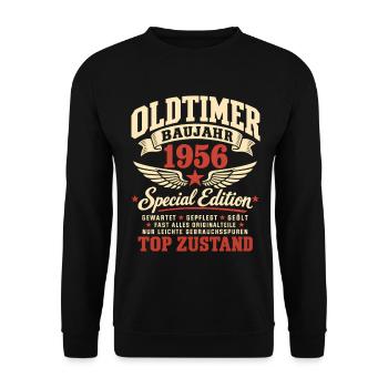 70. Geburtstag Mann Frau 70 Jahre Deko 1956 - Unisex Pullover - Schwarz - Vorne - Alina (178cm) & Michal (187cm)