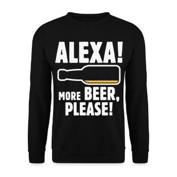 Alexa! Mehr Bier, bitte! (Lustiger Trinker / NEG 2C) - Unisex Pullover - Schwarz - Vorne - Alina (178cm) & Michal (187cm)