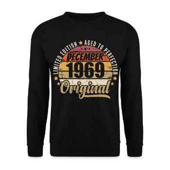 Geboren im Dezember 1969 – Original Vintage-Edition - Unisex Pullover - Schwarz - Vorne - Alina (178cm) & Michal (187cm)