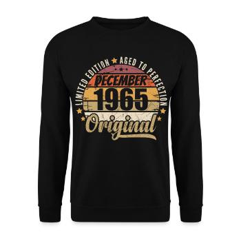 Geboren im Dezember 1965 – Original Vintage-Edition - Unisex Pullover - Schwarz - Vorne - Alina (178cm) & Michal (187cm)