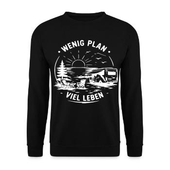 Wenig Plan Viel Leben - Unisex Pullover - Schwarz - Vorne - Alina (178cm) & Michal (187cm)