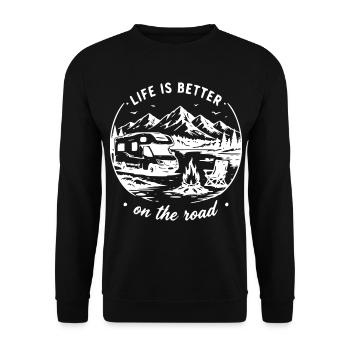 Bergroad Camperleben - Unisex Pullover - Schwarz - Vorne - Alina (178cm) & Michal (187cm)