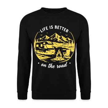 Leben Unterwegs Roadtrip - Unisex Pullover - Schwarz - Vorne - Alina (178cm) & Michal (187cm)