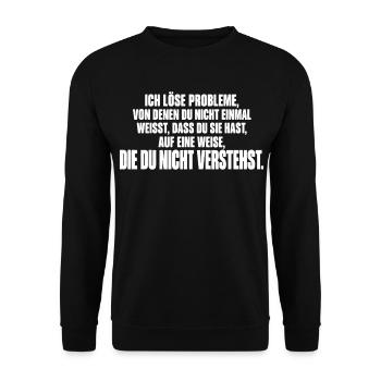 Techniker – Ich löse Probleme - Unisex Pullover - Schwarz - Vorne - Alina (178cm) & Michal (187cm)