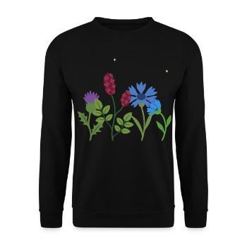 Blumen floral Naturmotiv Illustration Pflanzen - Unisex Pullover - Schwarz - Vorne - Alina (178cm) & Michal (187cm)