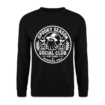 Halloween Geister-Sozialclub - Unisex Pullover - Schwarz - Vorne - Alina (178cm) & Michal (187cm)