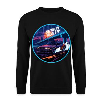 Neon Overdrive Horizon Drift Kleidung - Unisex Pullover - Schwarz - Vorne - Alina (178cm) & Michal (187cm)