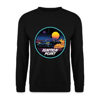 Ignition Point Retro Turbo Streetwear - Unisex Pullover - Schwarz - Vorne - Alina (178cm) & Michal (187cm)