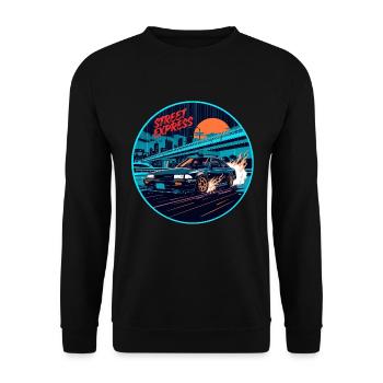Street Express Skyline Racer Mode - Unisex Pullover - Schwarz - Vorne - Alina (178cm) & Michal (187cm)