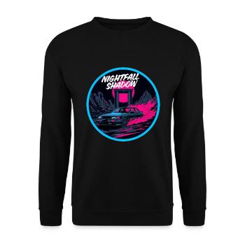 Nightfall Shadow Retro Racer Bekleidung - Unisex Pullover - Schwarz - Vorne - Alina (178cm) & Michal (187cm)