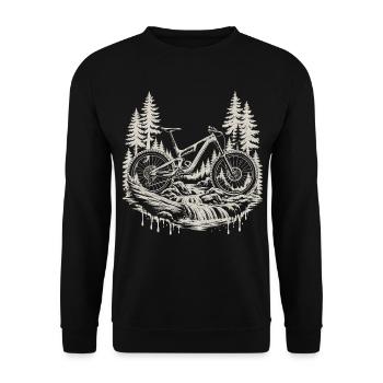 Mountainbike MTB Enduro Trail Geschenk - Unisex Pullover - Schwarz - Vorne - Alina (178cm) & Michal (187cm)
