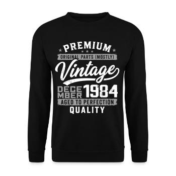 Vintage Dezember 1984 Qualitätsausgabe - Unisex Pullover - Schwarz - Vorne - Alina (178cm) & Michal (187cm)