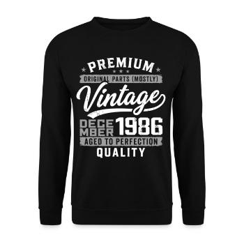 Vintage Dezember 1986 Qualitätsausgabe - Unisex Pullover - Schwarz - Vorne - Alina (178cm) & Michal (187cm)