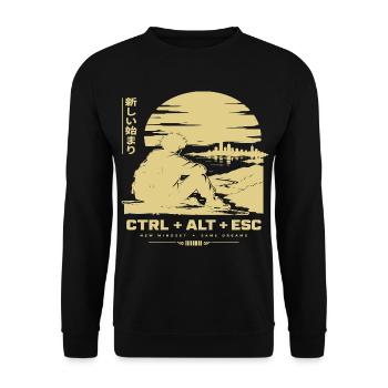 Neuanfang am Horizont: CTRL ALT ESC - Unisex Pullover - Schwarz - Vorne - Alina (178cm) & Michal (187cm)