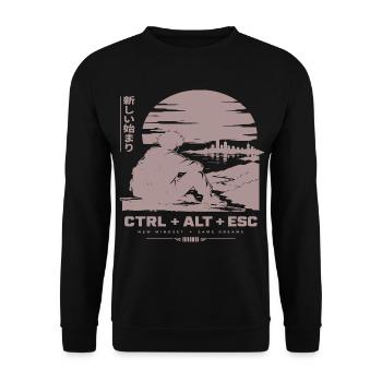 Neue Horizonte: CTRL ALT ESC Retro-Szene - Unisex Pullover - Schwarz - Vorne - Alina (178cm) & Michal (187cm)