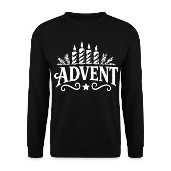 Advent Kerzen Kranz Silhouette - Unisex Pullover - Schwarz - Vorne - Alina (178cm) & Michal (187cm)