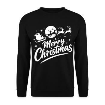 Weihnachtlicher Rentier-Schlittenzauber - Unisex Pullover - Schwarz - Vorne - Alina (178cm) & Michal (187cm)
