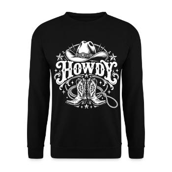 Howdy Western - Unisex Pullover - Schwarz - Vorne - Alina (178cm) & Michal (187cm)