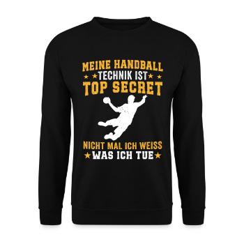 meine handball technik  - Unisex Pullover - Schwarz - Vorne - Alina (178cm) & Michal (187cm)
