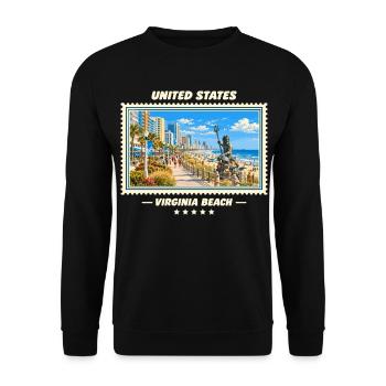 Vereinigte Staaten Virginia Beach Vintage Marke - Unisex Pullover - Schwarz - Vorne - Alina (178cm) & Michal (187cm)