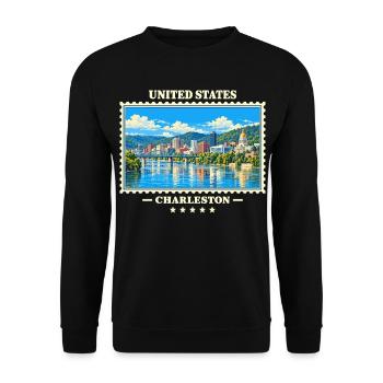 Vereinigte Staaten Charleston West Virginia - Unisex Pullover - Schwarz - Vorne - Alina (178cm) & Michal (187cm)