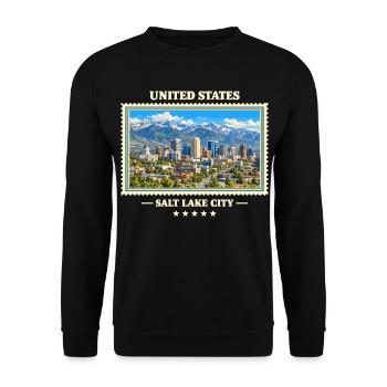 Vereinigte Staaten Salt Lake City Vintage Marke - Unisex Pullover - Schwarz - Vorne - Alina (178cm) & Michal (187cm)