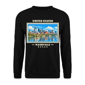 Vereinigte Staaten Nashville Vintage Reisemarke - Unisex Pullover - Schwarz - Vorne - Alina (178cm) & Michal (187cm)