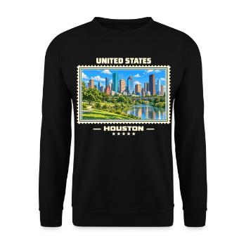Vereinigte Staaten Houston Vintage Reisemarke - Unisex Pullover - Schwarz - Vorne - Alina (178cm) & Michal (187cm)