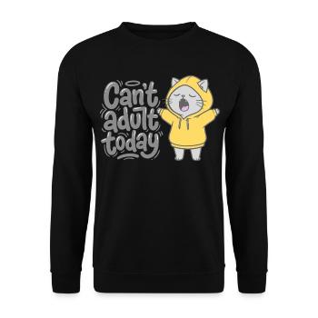 Can't adult today - Katze im Hoodie - Unisex Pullover - Schwarz - Vorne - Alina (178cm) & Michal (187cm)