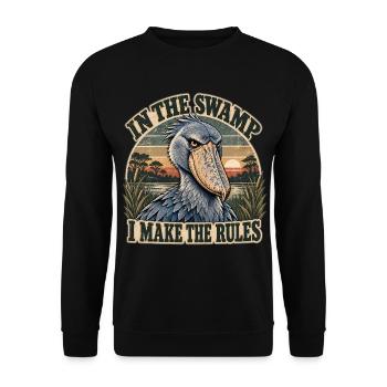 Shoebill – Ich mache die Regeln - Unisex Pullover - Schwarz - Vorne - Alina (178cm) & Michal (187cm)