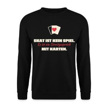 Skat Ist Kein Spiel: Streitgespräch Karten - Unisex Pullover - Schwarz - Vorne - Alina (178cm) & Michal (187cm)