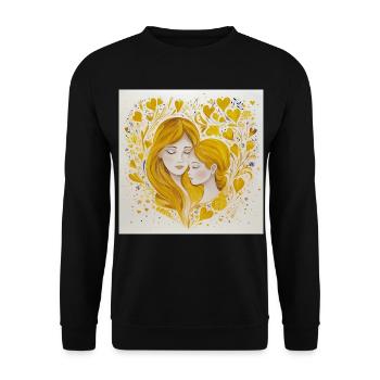 Mutter und Tochter – Liebe in Gold - Unisex Pullover - Schwarz - Vorne - Alina (178cm) & Michal (187cm)