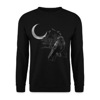 Nachtwald krähe Mondsilhouetten - Unisex Pullover - Schwarz - Vorne - Alina (178cm) & Michal (187cm)