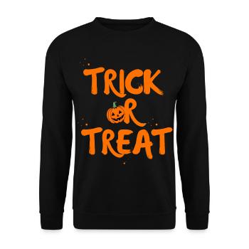 Süßes-oder-Saures-Retro-Halloween-Kürbis – - Unisex Pullover - Schwarz - Vorne - Alina (178cm) & Michal (187cm)
