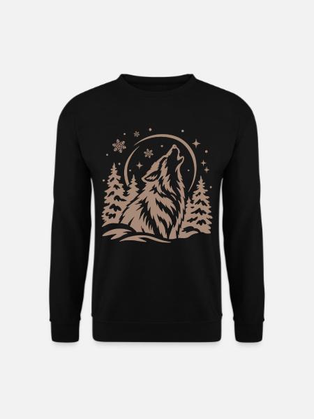Wolf im Wald unter dem Mond - Unisex Pullover - Schwarz