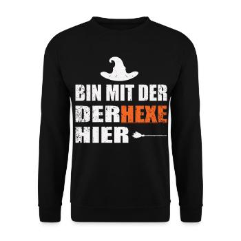 ich bin mit der hexe hier - Unisex Pullover - Schwarz - Vorne - Alina (178cm) & Michal (187cm)