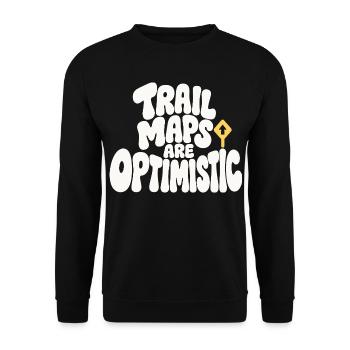 Wanderhumor – Trail Maps Are Optimistic - Unisex Pullover - Schwarz - Vorne - Alina (178cm) & Michal (187cm)
