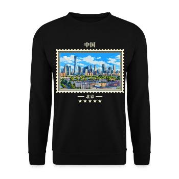 China Peking Vintage Reisemarke - Unisex Pullover - Schwarz - Vorne - Alina (178cm) & Michal (187cm)