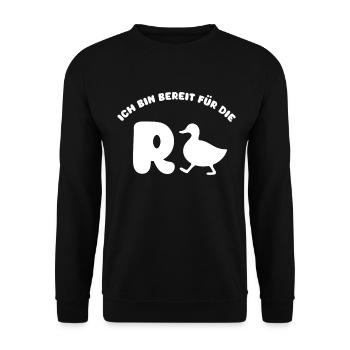 Rente auf Männer - Unisex Pullover - Schwarz - Vorne - Alina (178cm) & Michal (187cm)