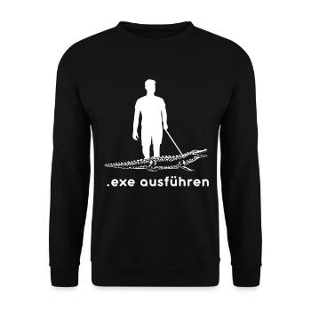Admin Informatiker Programmierer Exe Ausführen - Unisex Pullover - Schwarz - Vorne - Alina (178cm) & Michal (187cm)