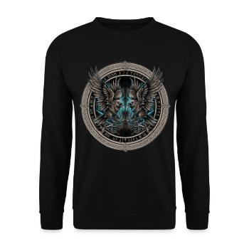 Zwillingsraben im Donnerkreis hugin munin - Unisex Pullover - Schwarz - Vorne - Alina (178cm) & Michal (187cm)