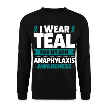 Anaphylaxie Sohn - Ich trag Türkis - Unisex Pullover - Schwarz - Vorne - Alina (178cm) & Michal (187cm)