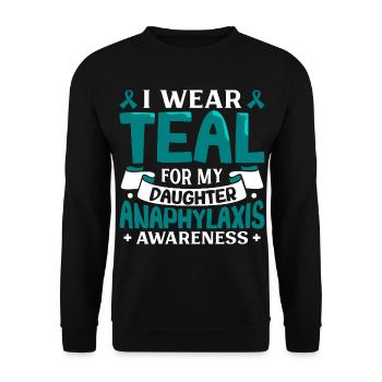 Anaphylaxie Tochter - Ich trag Türkis - Unisex Pullover - Schwarz - Vorne - Alina (178cm) & Michal (187cm)