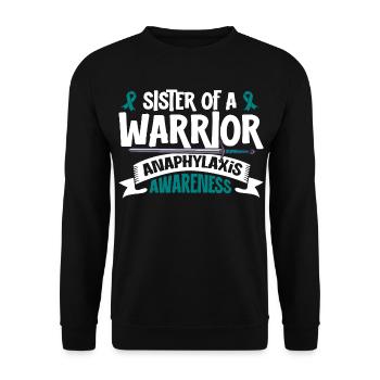 Schwester eines Kämpfers - Anaphylaxie - Unisex Pullover - Schwarz - Vorne - Alina (178cm) & Michal (187cm)