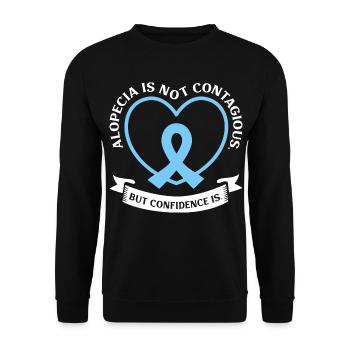 Alopecia Areata - Nicht ansteckend, aber mutig - Unisex Pullover - Schwarz - Vorne - Alina (178cm) & Michal (187cm)