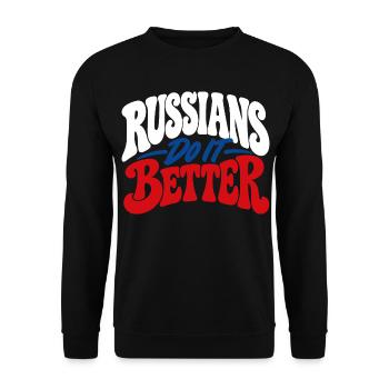 Russischer Stolz im Retro Design - Unisex Pullover - Schwarz - Vorne - Alina (178cm) & Michal (187cm)