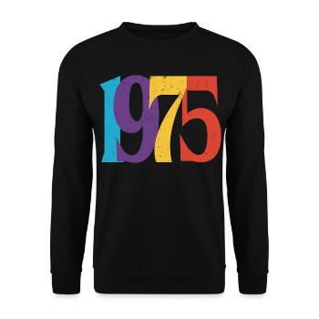 Geboren 1975 Geburtstagsgeschenk Geburtstag 75 - Unisex Pullover - Schwarz - Vorne - Alina (178cm) & Michal (187cm)