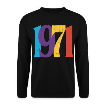 Geboren 1971 Geburtstagsgeschenk Geburtstag 71 - Unisex Pullover - Schwarz - Vorne - Alina (178cm) & Michal (187cm)